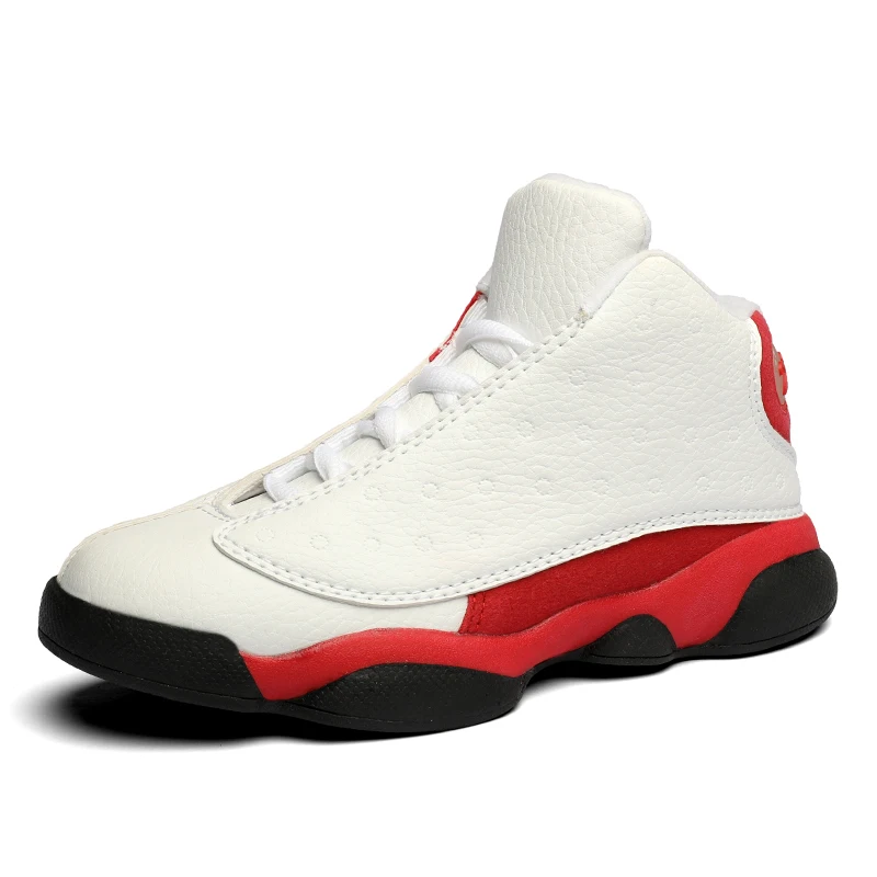 Уличные спортивные детские кроссовки, стиль, Баскетбольная обувь для мальчиков, противоскользящая обувь Jordan, детские спортивные кроссовки, устойчивые к истиранию - Цвет: white-red