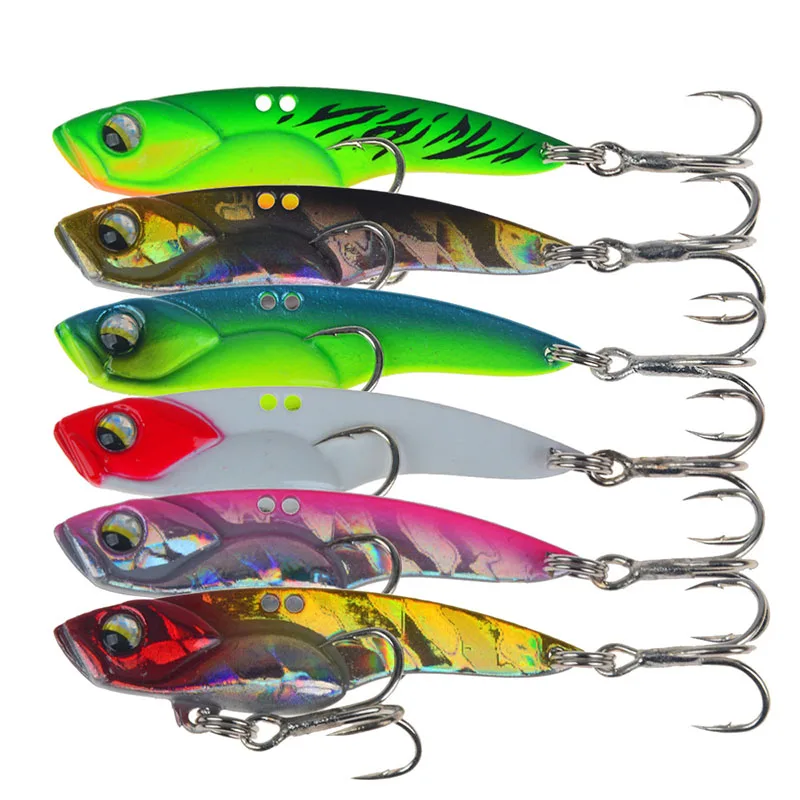 

6# With Blood Trough Hook 6Colors VIB Bionic Bait 6cm/14.8g Artificial Lead-clad Copper Metal Hard Bait Wobbler 3D Eyes