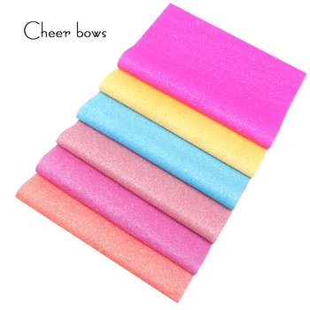 

Cheer Bows 6pcs Synthetic Leather Soft Neon Glitter Sheets For DIY Bows Materials Gifts Making Handmade Crafts Decor Accessories