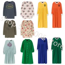 Коллекция года, осенне-зимняя новая модная детская одежда TAO BOBO Хлопковое платье с длинными рукавами и круглым вырезом для девочек