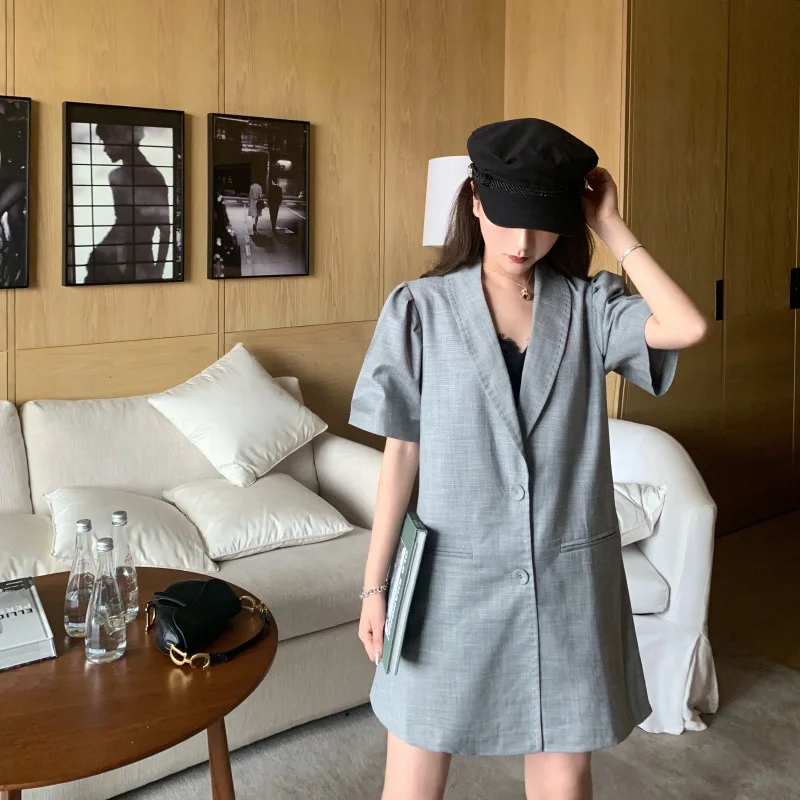 

Price Control + 5 Photo Shoot Net Price French Suit Skirt Short Sleeve High-End Elegant Dress