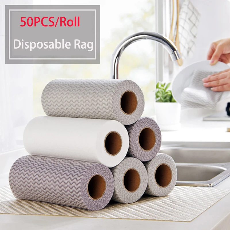 50pcs/roll Eco Friendly Cleaning Cloth Kitchen Cleaning Tools Non woven