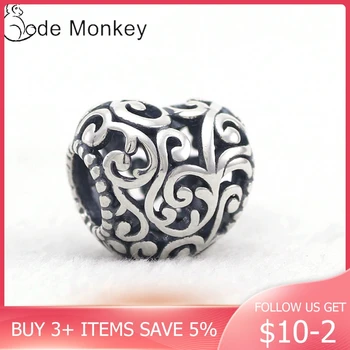 

CodeMonkey Gennuie 925 Sterling Silver Hollow Vine Love Heart Charms Beads Fit Original Bracelet Hot Sale Jewelry Gift CMS370