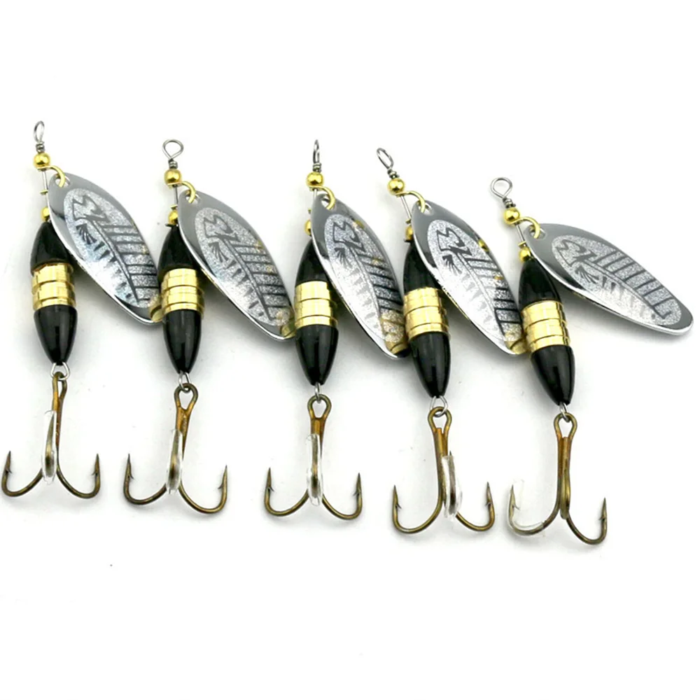 Juego De 5 Señuelos De Pesca De Metal - Con 20 Mosquetones Giratorios, Ideal Para Agua Salada O Dulce (trucha, Bajo, Salmón)