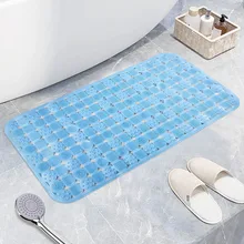 PVC Bath Mat Anti-slip Bottom Suction Cup Shower Room Bathtub Side Pad Rectangle Hollow Hydrophobic Pad 35*70CM Bathroom Supply