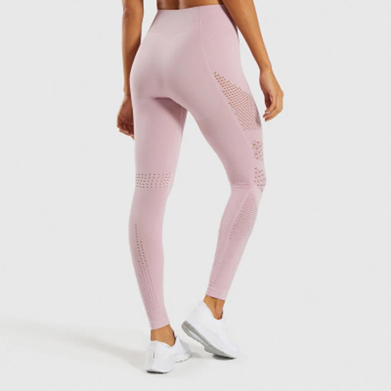 Стиль сексуальный с высокой талией, для фитнеса брюки женские Леггинсы спортивные брюки женские Леггинсы для йоги - Цвет: Розовый