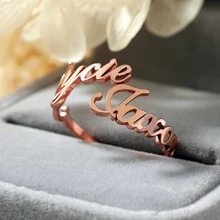Персонализированное кольцо с двумя именами на заказ с надписью имя 3 цвета регулируемое кольцо женское юбилейное ювелирное изделие подарок на день рождения BFF