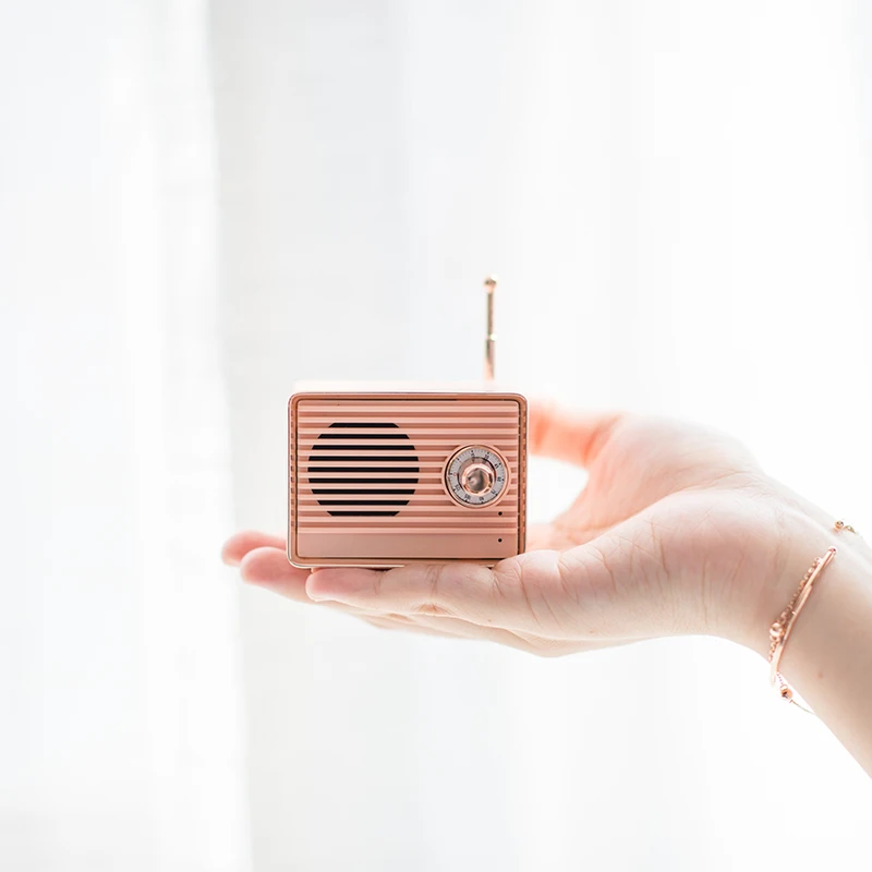 Мини Колонка Bluetooth в стиле ретро Портативная Беспроводная колонка розового и
