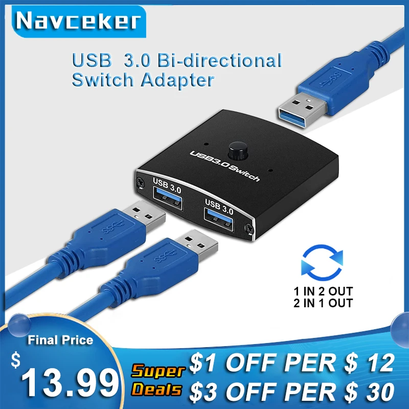 2022 USB 3 0 переключатель 2 шт. двунаправленный коробка совместный компьютера для