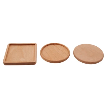

Square Round Wood Drink Coaster Set Placemat Cup Mat Pad Coffee Cups Household Saucer Insulation Decoration Accessory Tools