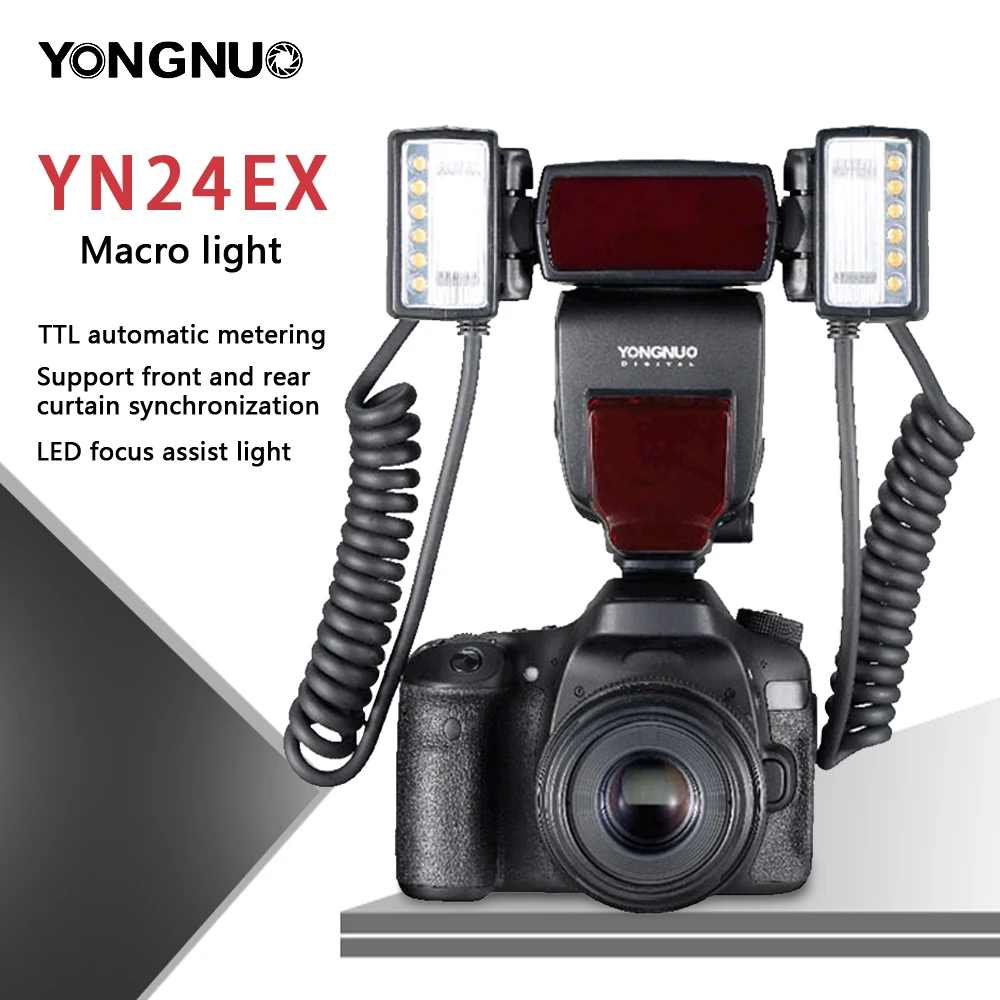YONGNUO YN24EX YN24 EX макро кольцо вспышка фотовспышка Speedlite с 2 шт. головки вспышки 4