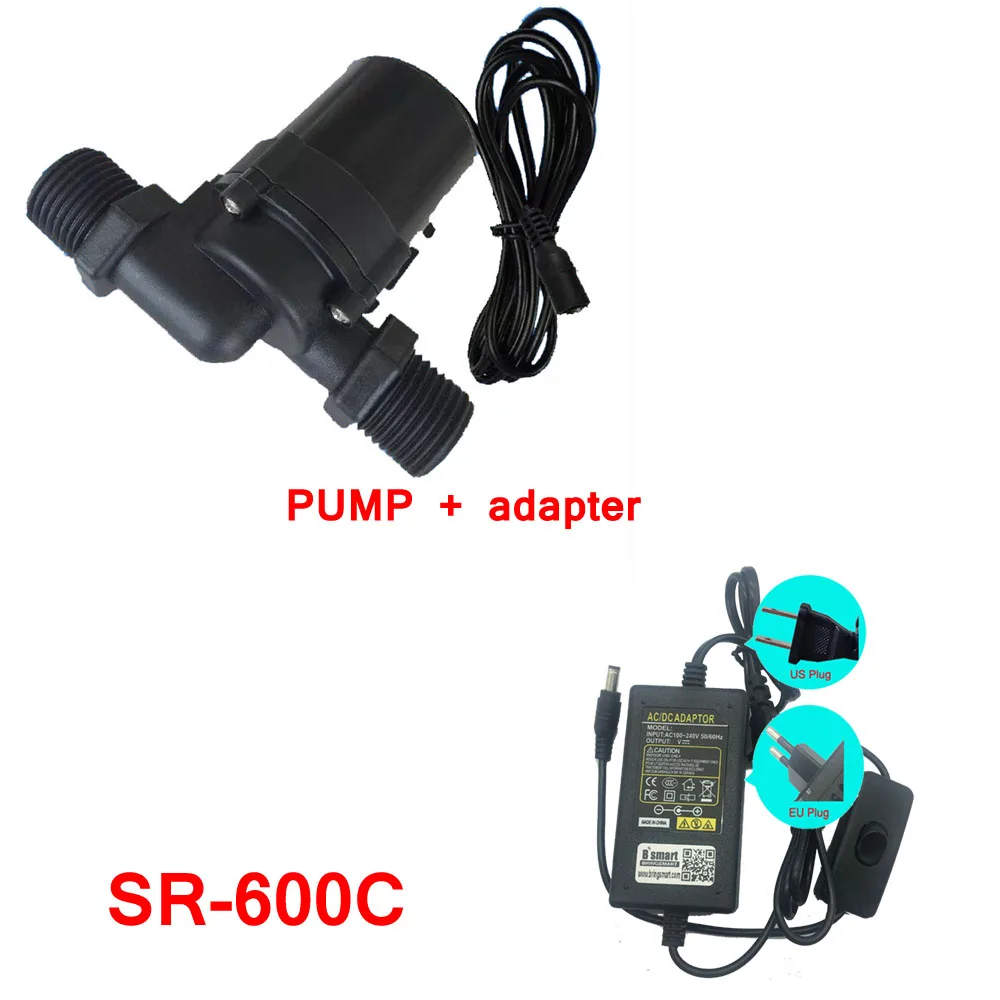 600C n adapter 600L/ч 800L/ч Солнечный Электрический водонагреватель 12V 24V с бесщеточным двигателем постоянного тока водяной насос 3M 4,2 м бесшумный boost погружной Земля амфибия насос - Напряжение: 600C n adapter