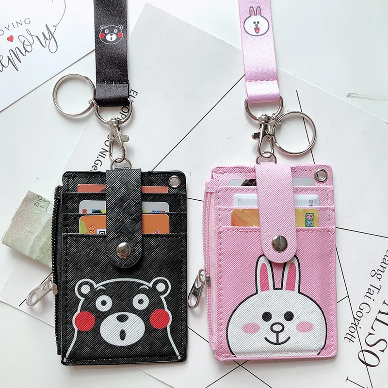 

Bentoy Women pu Card Holder Korean Cartoon Cute ID Card Case Mini Bus Credit Bank Card Holder leather Bus Card Set Drop Shipping