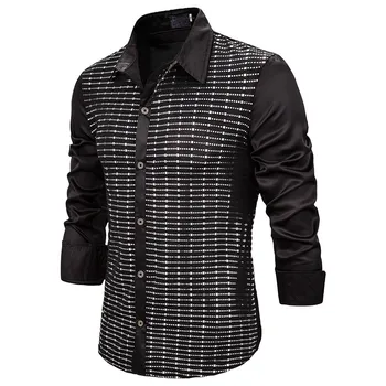 

New Men's Slim Fit Casual Shirt Long Sleeve Dress Shirts Plaid Cotton Shirt Tops