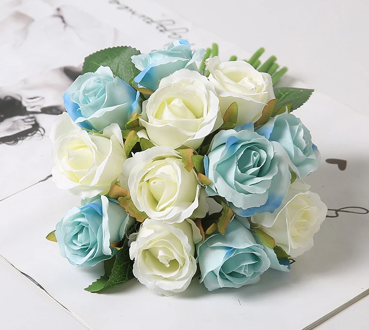 JAROWN 12 Heads Rose Artificial Rose Bouquets Simulation Silk Fake Flowers Wedding Decoration Holding Flowers Home Decor Flores (13)