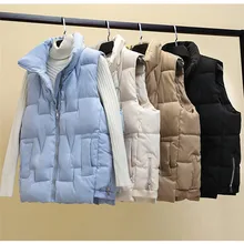 Student Weste Jacke 2021 Neue Winter Jacke Koreanische Solide Sleeveless Weste Plus Größe 3XL frauen Unten Baumwolle Weste Mantel tops