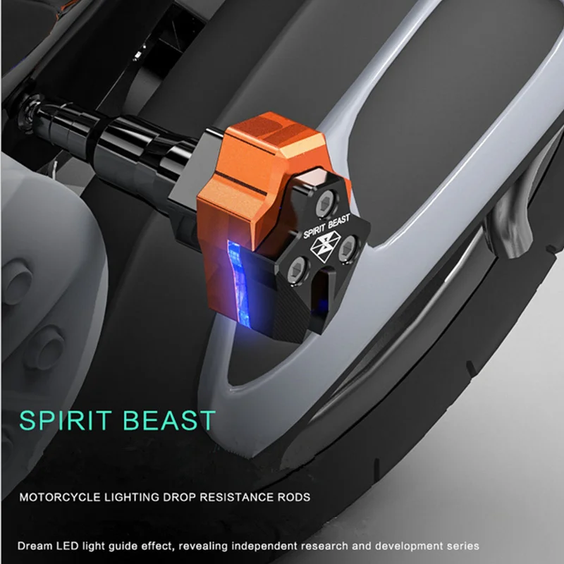 

Falling Protectors Motorcycle CNC Aluminum Alloy Frame Slider Anti Crash engine protection Moto Pad Protect Includes LED lights