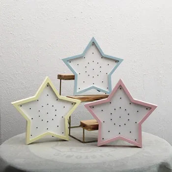 

1pcs LED Light Ornaments INS Wooden Star Shape Lamps Batteries Operated Lamp Christamas Home Decoration LED Light Supplies Light