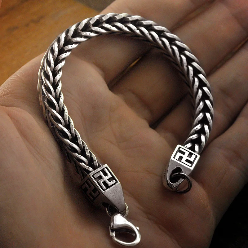 FNJ Rope Chain Bracelet 925 Silver Width 6mm Original Pure S925 Silver Bracelets for Women Men Jewelry