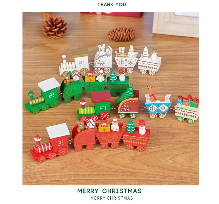 Рождественский поезд окрашенный деревянный с рождественскими игрушками подарок орнамент Navidad Рождественское украшение для дома подарок на год