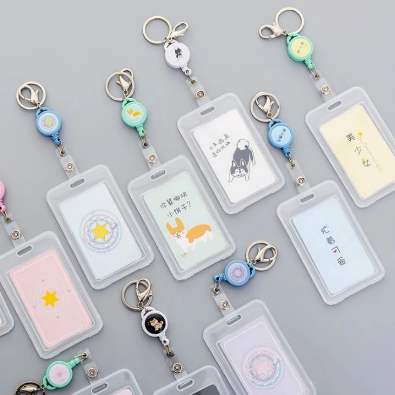 

1 Pcs Kawaii Transparent Unicorn Card Holder Cute Animal Keyring Bank Card ID Bus Card Holders Stationery Gift Badge Holder