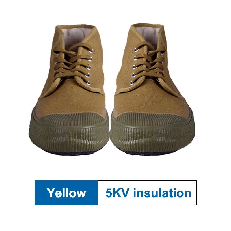 Yellow-5KV Ботинки с теплоизоляцией 5KV/15KV анти-электрическая Рабочая Безопасность Предотвращение утечки электрика изолирующая обувь парусиновая защитная обувь унисекс - Цвет: Yellow-5KV
