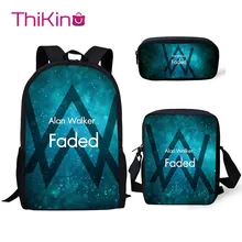 Thikin школьные ранцы для мальчиков классный DJ Alan Walker узор 3 шт. школьные рюкзаки для девочек Детский рюкзак для книг школьные принадлежности для детей