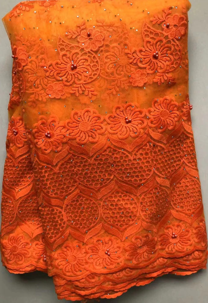Африканская вышитая бисером кружевная ткань вышитые нигерийские кружева ткань высокое качество персиковый французский кружевной тюль ткань для женщин HLL4586