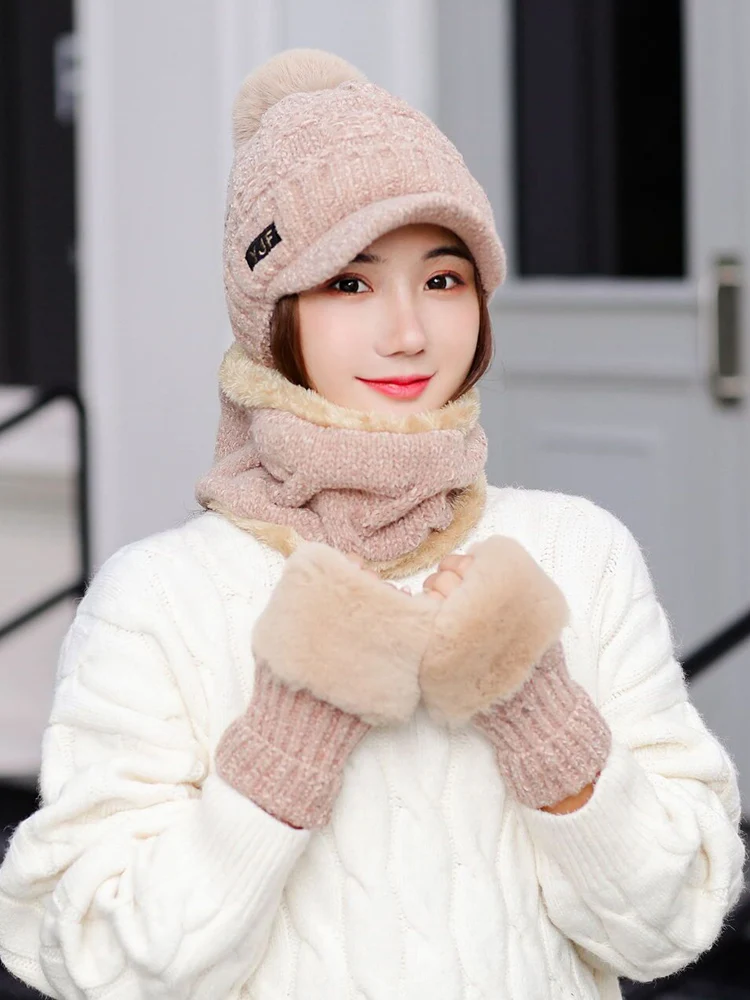 Зимняя шапка Skullies Beanies, зимние шапки бини для женщин, шерстяной шарф, шапки, Балаклава, маска, шапка, вязаная шапка, перчатки