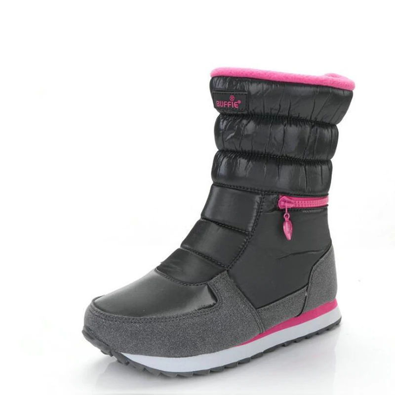 Для женщин зимние сапоги обувь на платформе с толстой плюшевой подкладкой на застежке-молнии; водонепроницаемые Нескользящие женские зимние ботинки; botas de mujer; большие размеры