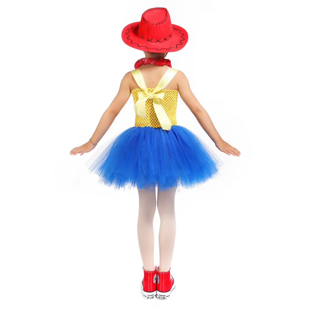 Toy Woody Jessie, Ковбойское платье-пачка для девочек с шапочкой и шарфом, комплект одежды модный тюль, праздничное платье для девочек на день рождения детский костюм на Хэллоуин