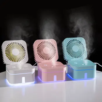 

3 in 1 Fan Humidifier Usb Mute Small Fan Mini Table Portable Mini Fan Glowing Air Cooling Folding Humidifier
