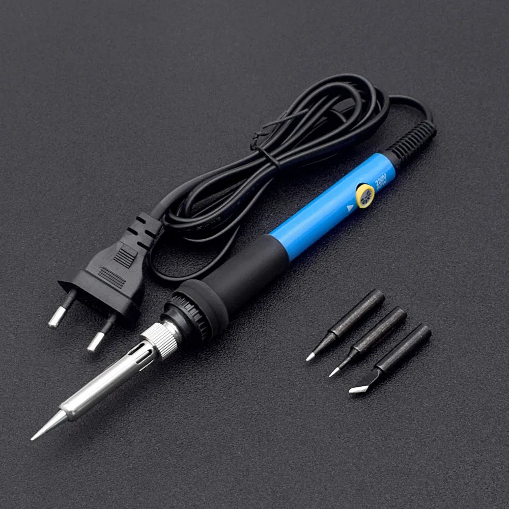 1 Set Adjustable Temperature Electric Soldering Iron Handle 60W Welding Solder Station Kit Blue Rework Heat Tips Repair Tool soldering stations Welding Equipment