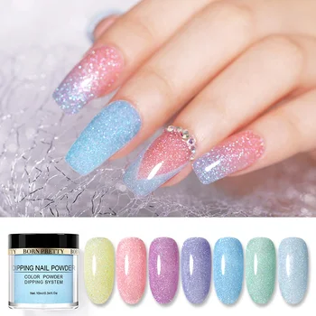 

BORN PRETTY Natural Dry 10 ml Translucent Starlit Dipping Nail Powder Glitter Dip Dust Nail Art Decoration DIY Design
