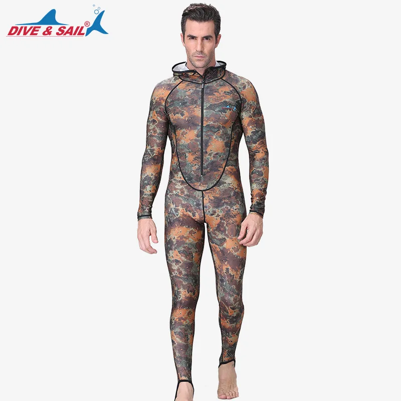 

Maldives Purcell Men Camouflage Diving Suit One-piece Zipper Sun-resistant Diving Suit Hooded Surfing Jellyfish Clothing Bathing