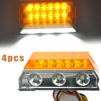 

4Pieces 24V 15 LEDs Side Indicator Marker Light Lamp Tail Lights Yellow Waterproof For Car Truck Trailer Caravan