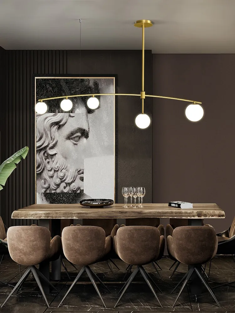 Minimalist Black Or Gold Chandelier Modern Glass Ball G9 LED Hanging Light For Dining Room Coffee Shop Bar Long Pendant Lamp