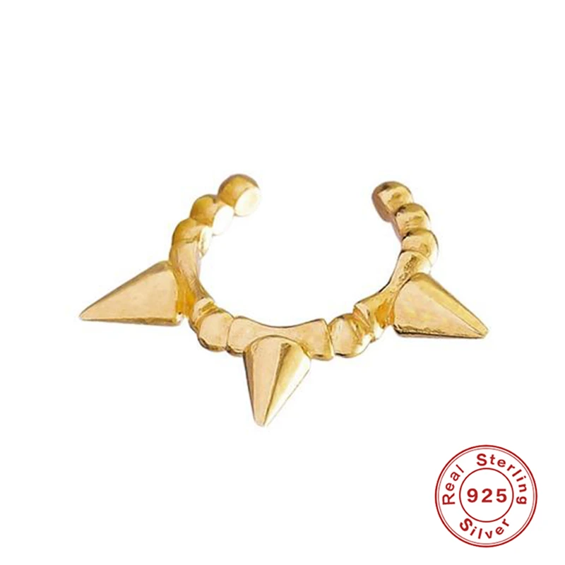 925 серебряные серьги для женщин без пирсинга клипсы мужские золотые шипы хряща уха кости серьги на подарок девочке манжеты для ушей Aretes R5 - Окраска металла: Shape 3