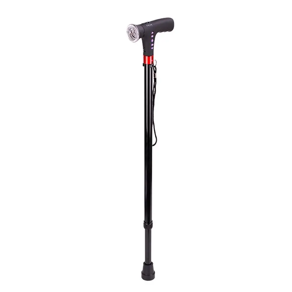 Adjustable Folding Cane With Alarm Led Light Radio And Cushionable T-handle Hiking Poles Cane Walking Stick For Elder Crutch 6