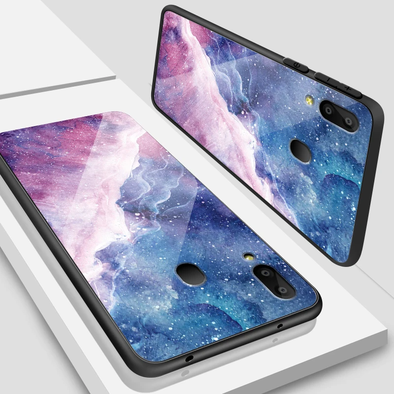 Для samsung Galaxy A10 A20 A30 A40 A50 A6S A70 A8S A80 A90 закаленное Стекло крышка J4Plus M10 M20 M30 Note9 дизайн цветение чехол для телефона - Цвет: W198
