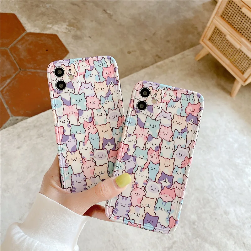 Милый мультяшный Кот наклейки котенок семья телефон чехол для iPhone 11 Pro Max милый XS XR