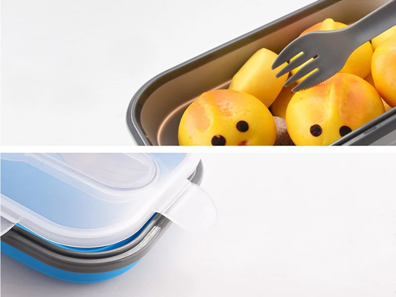 Силиконовый Ланч-бокс Bento, контейнер для еды, складной контейнер для еды, кухонные принадлежности, портативное хранение, микроволновка с подогревом, высокая температура