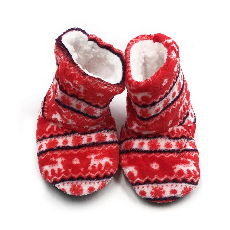 Нескользящая зимняя обувь; милые мягкие плюшевые домашние тапочки с принтом животных; тапочки для мальчиков и девочек; домашние тапочки для детей; детская обувь - Цвет: red