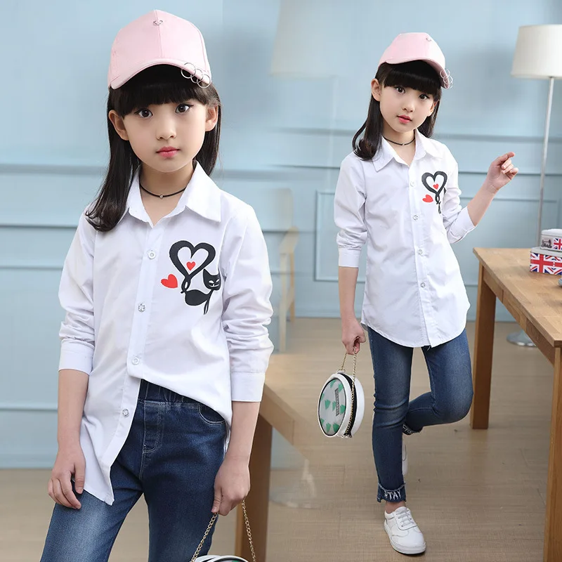 Kids' Shirts Autumn New Products Korean-style Girls Cartoon Printed Long Sleeve Fashion Shirt