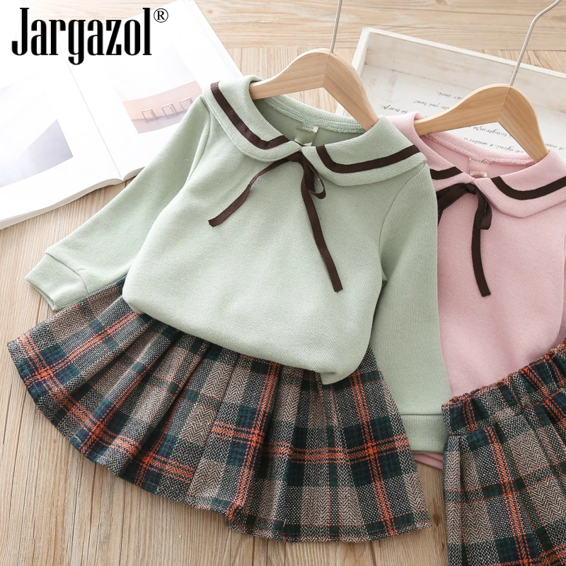 

Toddler Girl Clothes Set Long Sleeve Sweater and Skirt Two Pcs Clothing Suit for Kids Baby Sweet Sets Basic Clothes