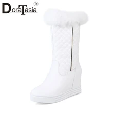 DORATASIA/Большие размеры 34-43, женские зимние сапоги, увеличивающие рост г. Женские теплые меховые сапоги до середины икры на платформе женская обувь