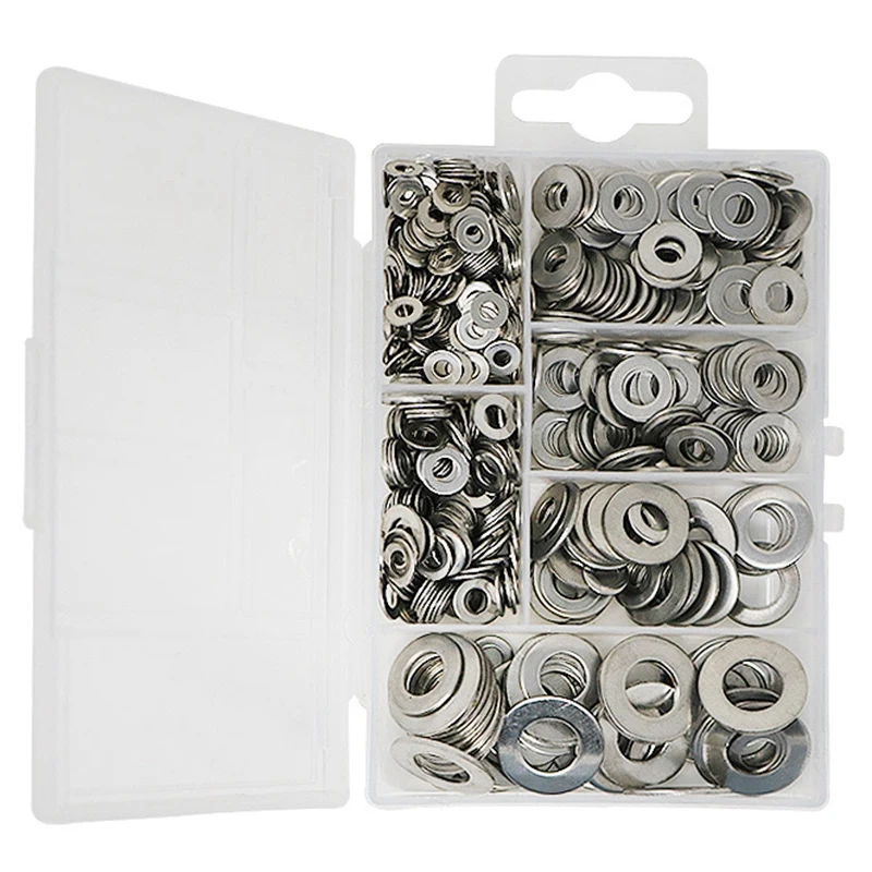 

New-660 Pcs/Set M3 M4 M5 M6 M8 M10 Washer Spacers Stainless Steel Flat Washer Plain Gasket Spacers Kit Screw Bolt Fastener