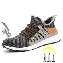 CE одобренный стальной носок мужские уличные противоскользящие, из дышащей ткани защитная Рабочая обувь ботинки мужская прокалывающая защитная обувь