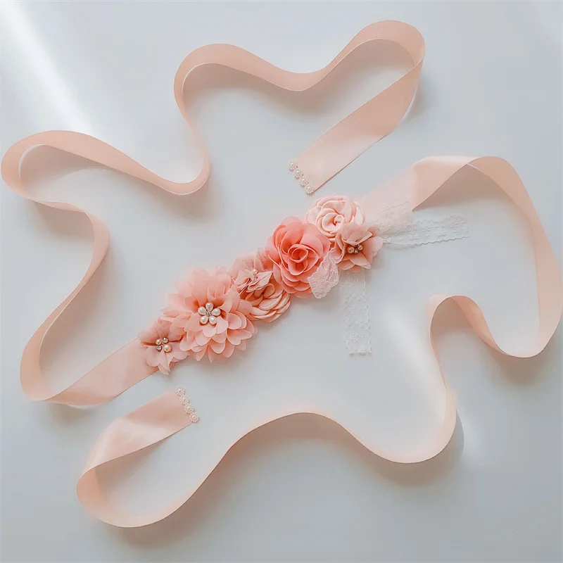 Fashion Flower Belts For Women Wedding Dresses Belt Waistband Girdle Belt Flower Rhinestone Beaded Ribbon Lace Sashes Girl - 2