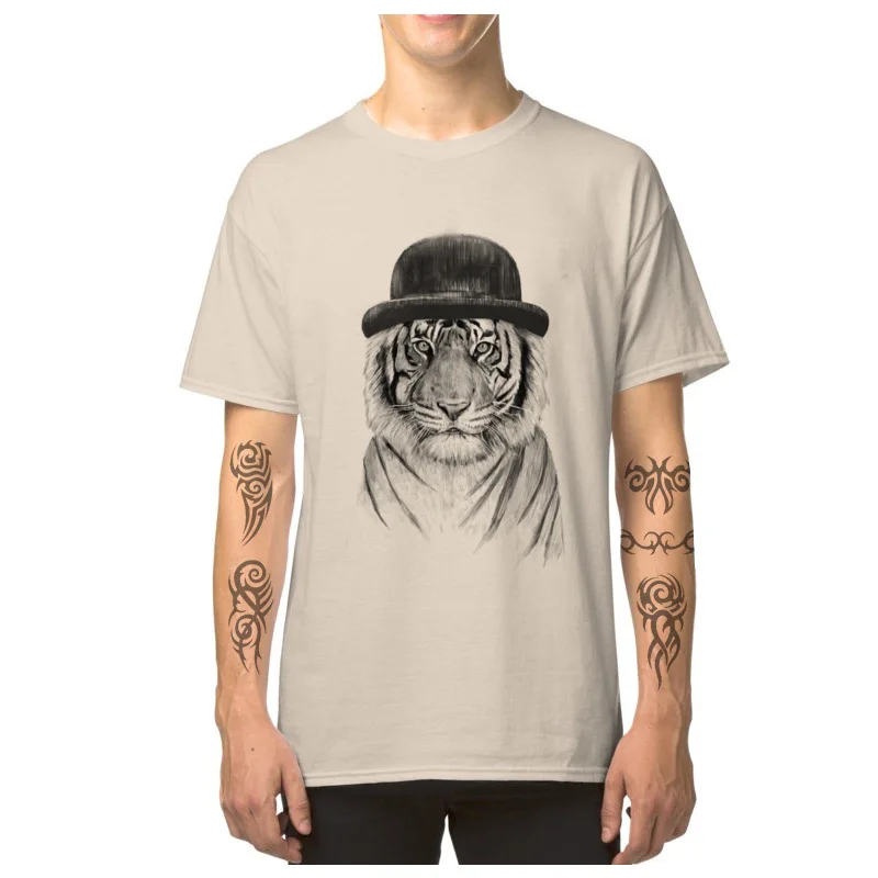 Chic_Tiger_4103 Men Fitted Fashionable T Shirt Crew Neck Autumn All Cotton T Shirts comfortable Short Sleeve Tee Shirts Chic_Tiger_4103 beige